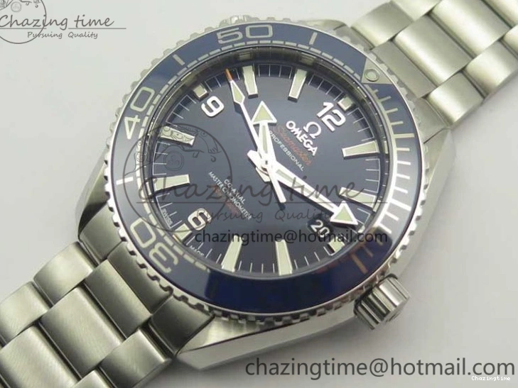 0428 Planet Ocean 2016 43.5mm SS Blue Bezel OM 1:1 Best Edition Blue Dial on SS Bracelet A8900 V WellDesigned 8029
